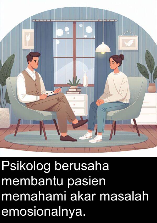 emosionalnya: Psikolog berusaha membantu pasien memahami akar masalah emosionalnya.