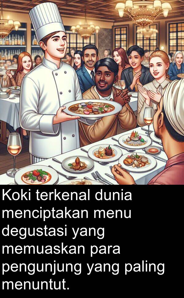 terkenal: Koki terkenal dunia menciptakan menu degustasi yang memuaskan para pengunjung yang paling menuntut.