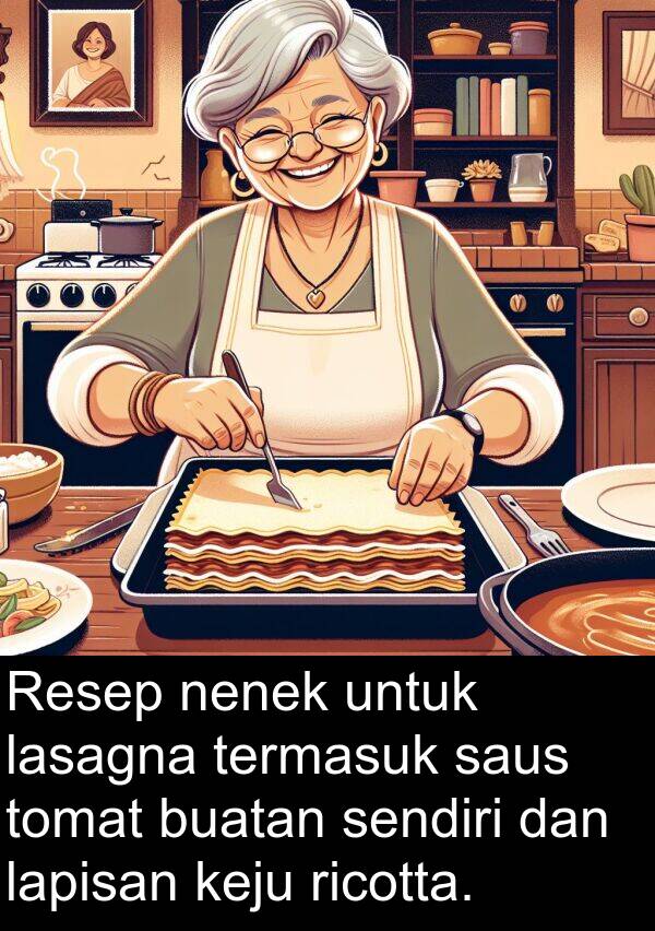 keju: Resep nenek untuk lasagna termasuk saus tomat buatan sendiri dan lapisan keju ricotta.