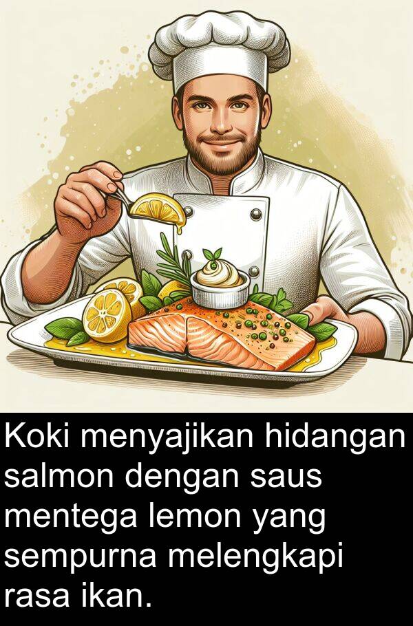 lemon: Koki menyajikan hidangan salmon dengan saus mentega lemon yang sempurna melengkapi rasa ikan.