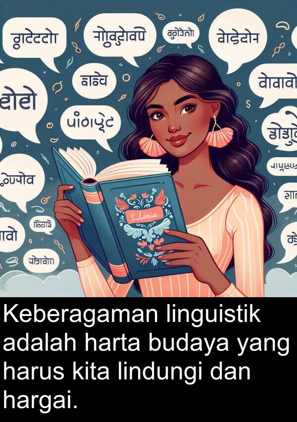 hargai: Keberagaman linguistik adalah harta budaya yang harus kita lindungi dan hargai.