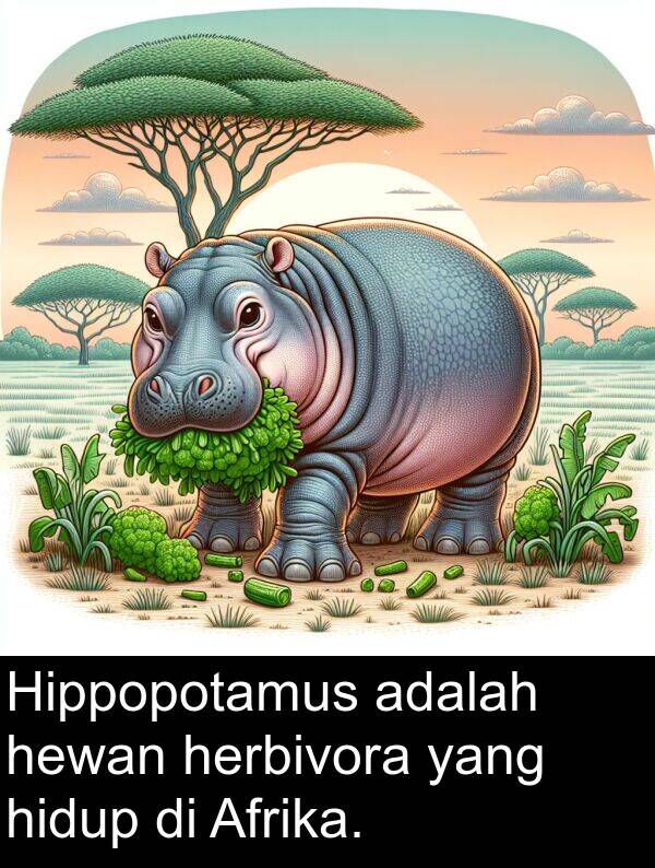 herbivora: Hippopotamus adalah hewan herbivora yang hidup di Afrika.