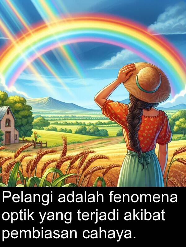 pembiasan: Pelangi adalah fenomena optik yang terjadi akibat pembiasan cahaya.