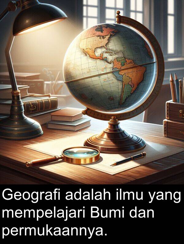 ilmu: Geografi adalah ilmu yang mempelajari Bumi dan permukaannya.