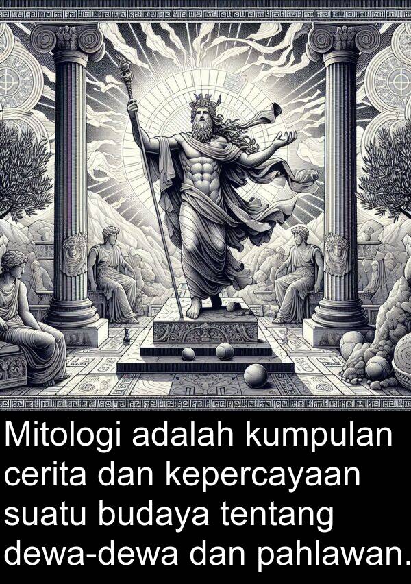 pahlawan: Mitologi adalah kumpulan cerita dan kepercayaan suatu budaya tentang dewa-dewa dan pahlawan.