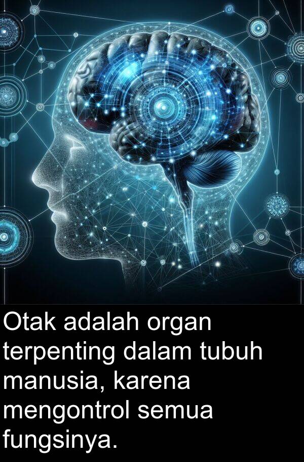 organ: Otak adalah organ terpenting dalam tubuh manusia, karena mengontrol semua fungsinya.