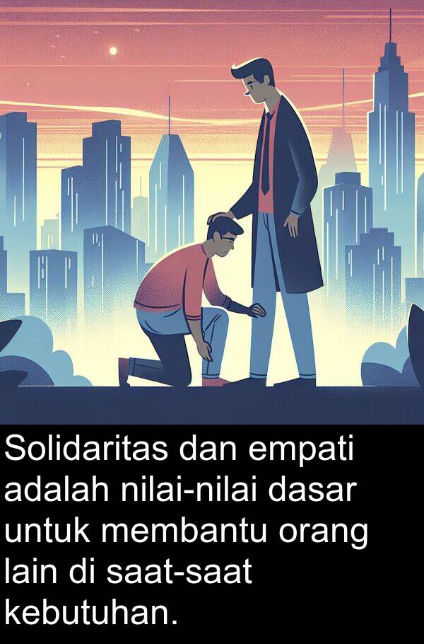 lain: Solidaritas dan empati adalah nilai-nilai dasar untuk membantu orang lain di saat-saat kebutuhan.