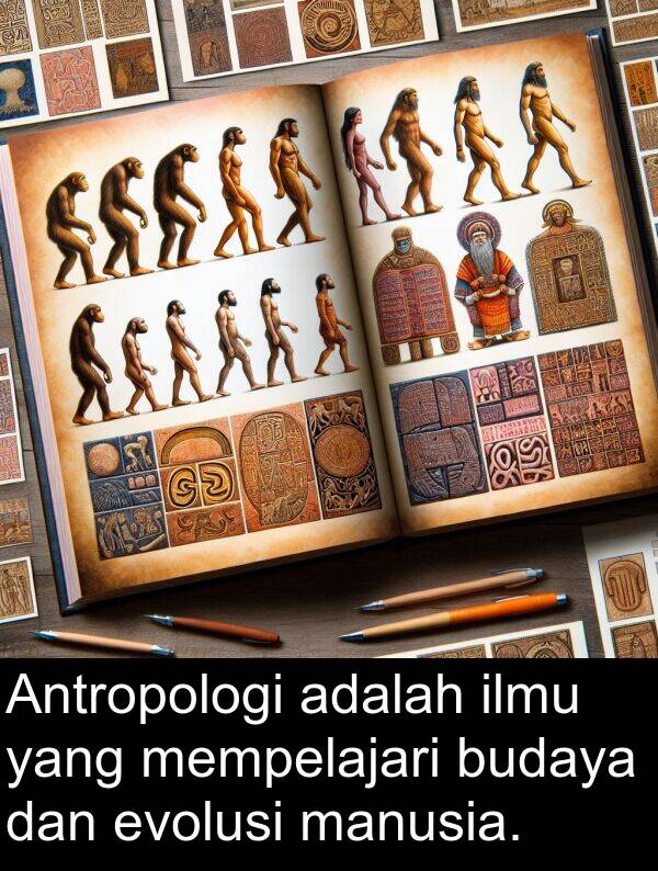 evolusi: Antropologi adalah ilmu yang mempelajari budaya dan evolusi manusia.