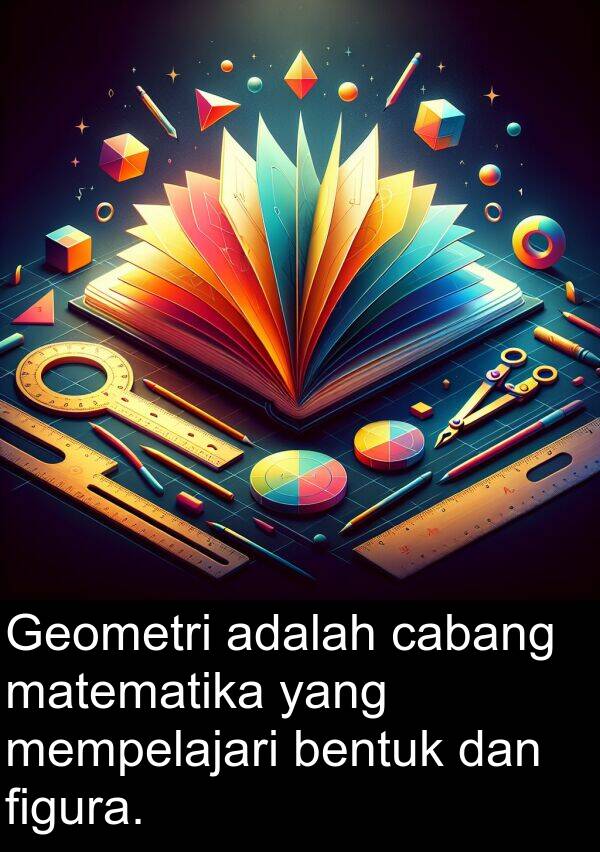 cabang: Geometri adalah cabang matematika yang mempelajari bentuk dan figura.