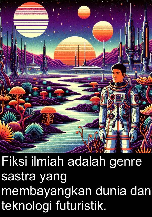 genre: Fiksi ilmiah adalah genre sastra yang membayangkan dunia dan teknologi futuristik.