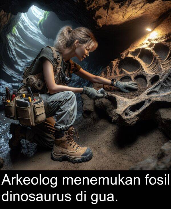 fosil: Arkeolog menemukan fosil dinosaurus di gua.