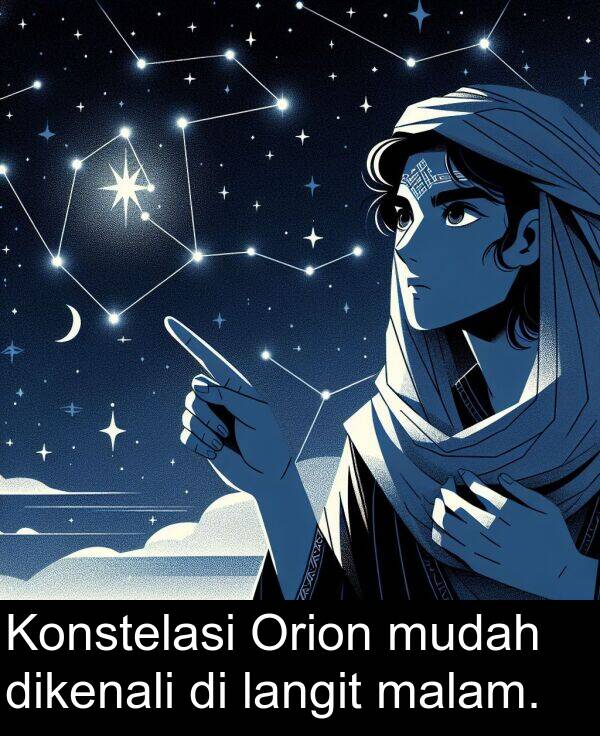 langit: Konstelasi Orion mudah dikenali di langit malam.