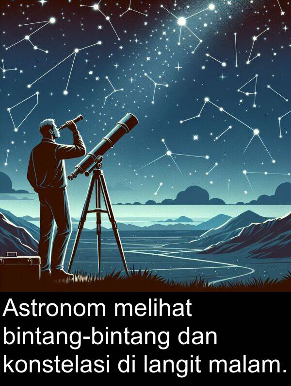 langit: Astronom melihat bintang-bintang dan konstelasi di langit malam.