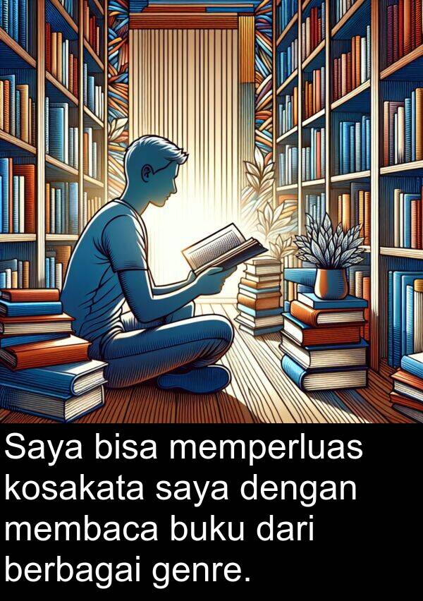 berbagai: Saya bisa memperluas kosakata saya dengan membaca buku dari berbagai genre.