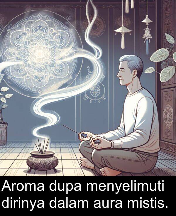 dalam: Aroma dupa menyelimuti dirinya dalam aura mistis.