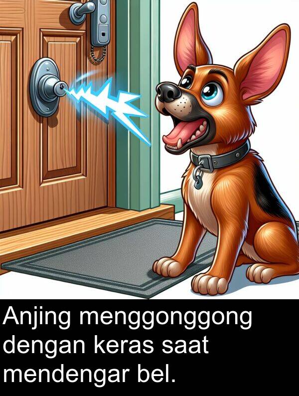 saat: Anjing menggonggong dengan keras saat mendengar bel.