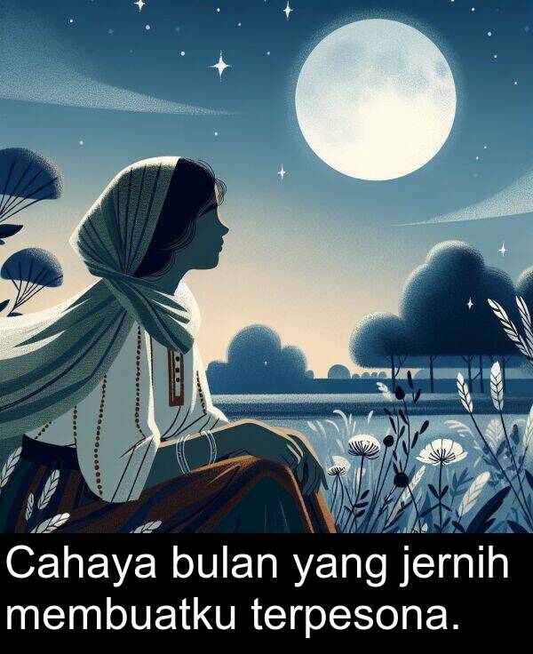 yang: Cahaya bulan yang jernih membuatku terpesona.