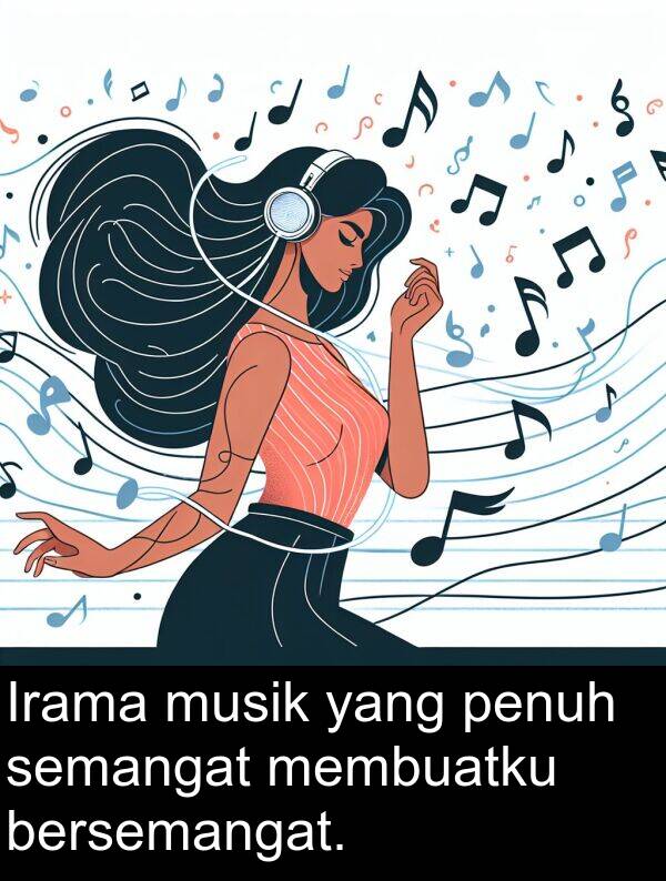 semangat: Irama musik yang penuh semangat membuatku bersemangat.