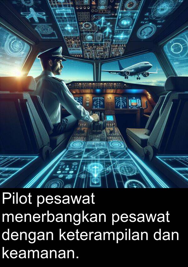 keamanan: Pilot pesawat menerbangkan pesawat dengan keterampilan dan keamanan.