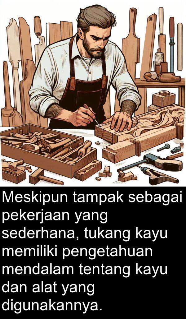 kayu: Meskipun tampak sebagai pekerjaan yang sederhana, tukang kayu memiliki pengetahuan mendalam tentang kayu dan alat yang digunakannya.