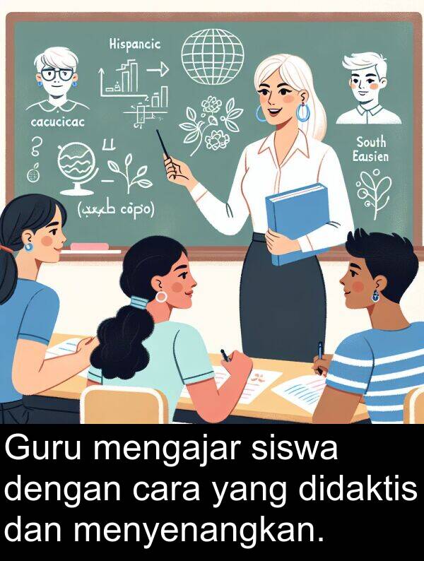 cara: Guru mengajar siswa dengan cara yang didaktis dan menyenangkan.