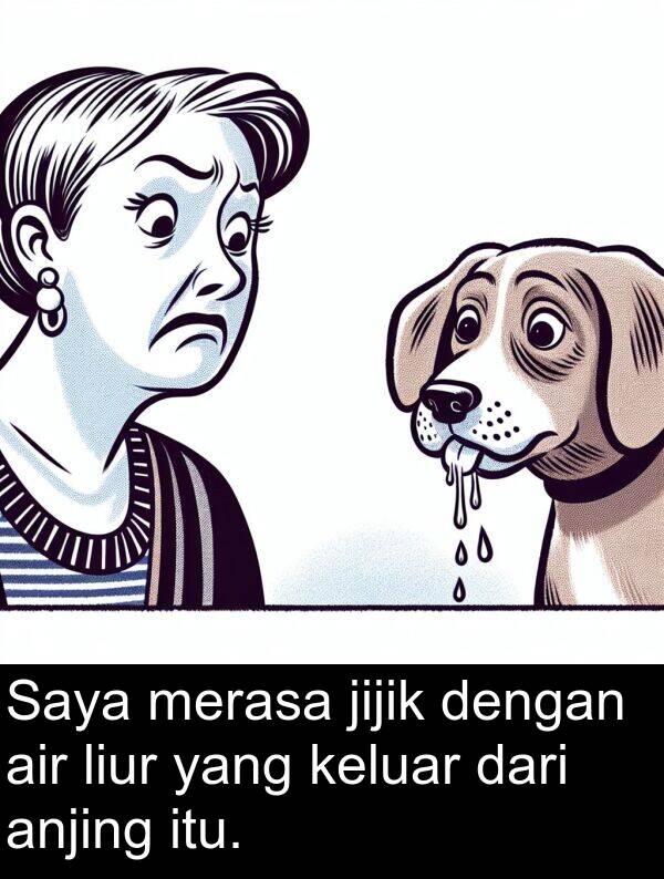 liur: Saya merasa jijik dengan air liur yang keluar dari anjing itu.