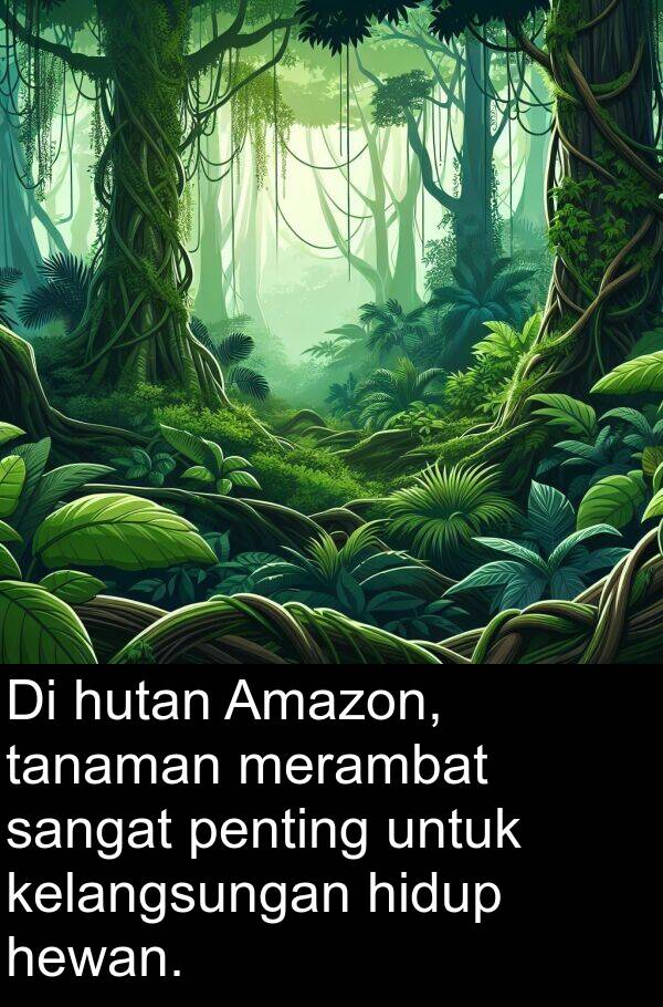 hewan: Di hutan Amazon, tanaman merambat sangat penting untuk kelangsungan hidup hewan.