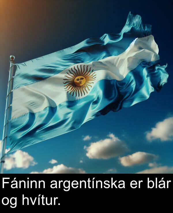 blár: Fáninn argentínska er blár og hvítur.