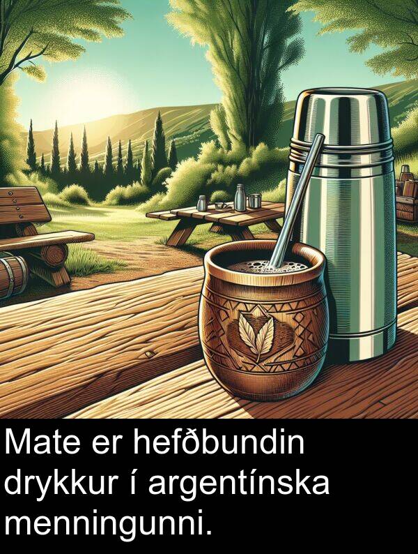 hefðbundin: Mate er hefðbundin drykkur í argentínska menningunni.