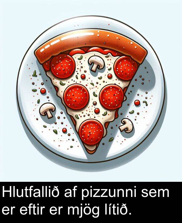 eftir: Hlutfallið af pizzunni sem er eftir er mjög lítið.