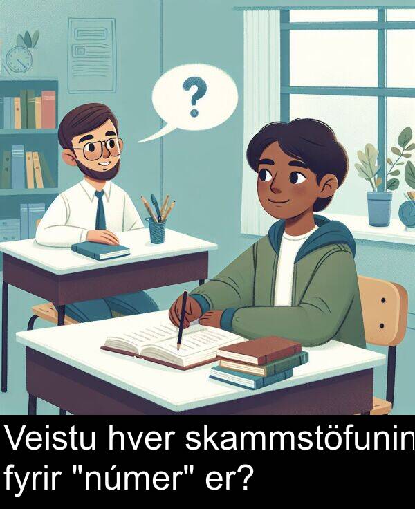 fyrir: Veistu hver skammstöfunin fyrir "númer" er?