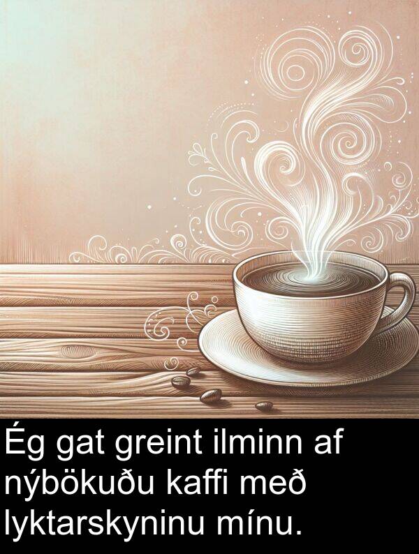 ilminn: Ég gat greint ilminn af nýbökuðu kaffi með lyktarskyninu mínu.