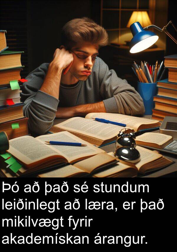 leiðinlegt: Þó að það sé stundum leiðinlegt að læra, er það mikilvægt fyrir akademískan árangur.