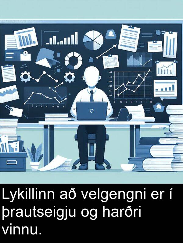 harðri: Lykillinn að velgengni er í þrautseigju og harðri vinnu.