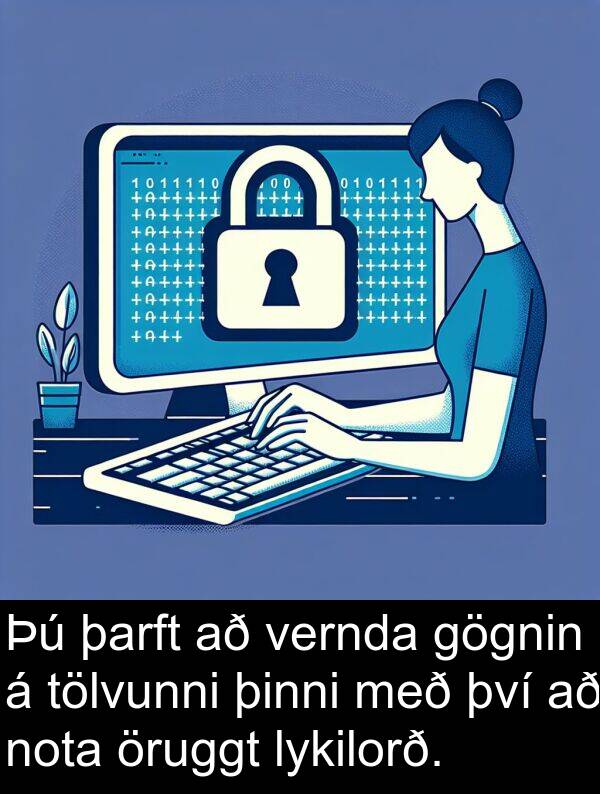 tölvunni: Þú þarft að vernda gögnin á tölvunni þinni með því að nota öruggt lykilorð.