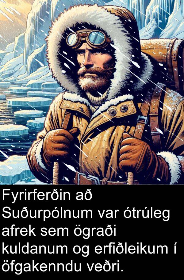 afrek: Fyrirferðin að Suðurpólnum var ótrúleg afrek sem ögraði kuldanum og erfiðleikum í öfgakenndu veðri.