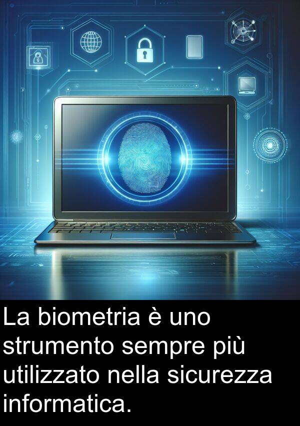 utilizzato: La biometria è uno strumento sempre più utilizzato nella sicurezza informatica.