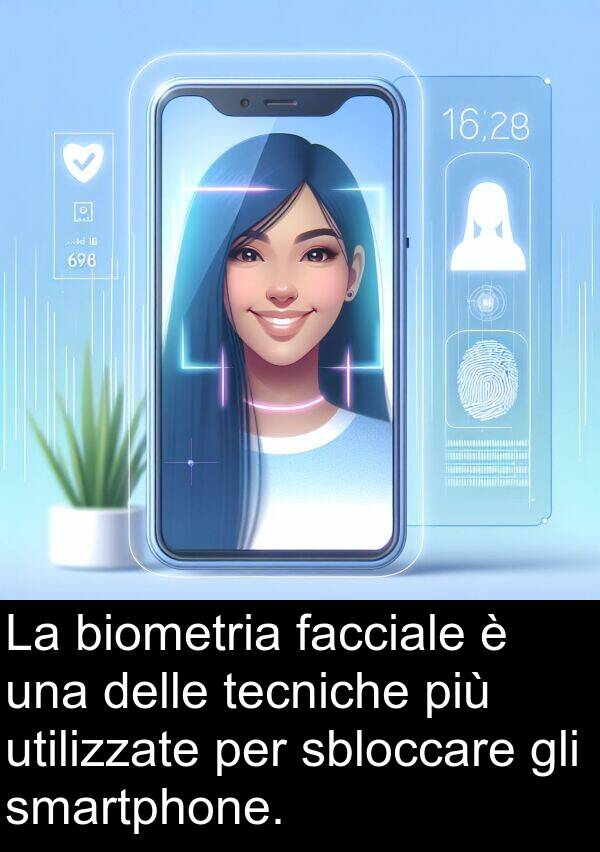 facciale: La biometria facciale è una delle tecniche più utilizzate per sbloccare gli smartphone.