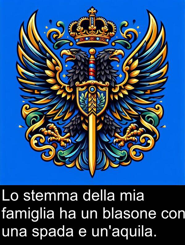 famiglia: Lo stemma della mia famiglia ha un blasone con una spada e un'aquila.