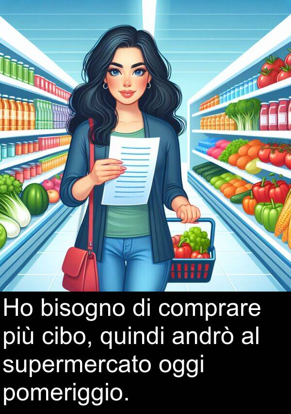 quindi: Ho bisogno di comprare più cibo, quindi andrò al supermercato oggi pomeriggio.