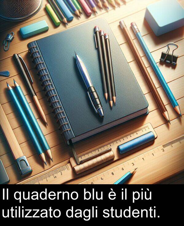 utilizzato: Il quaderno blu è il più utilizzato dagli studenti.