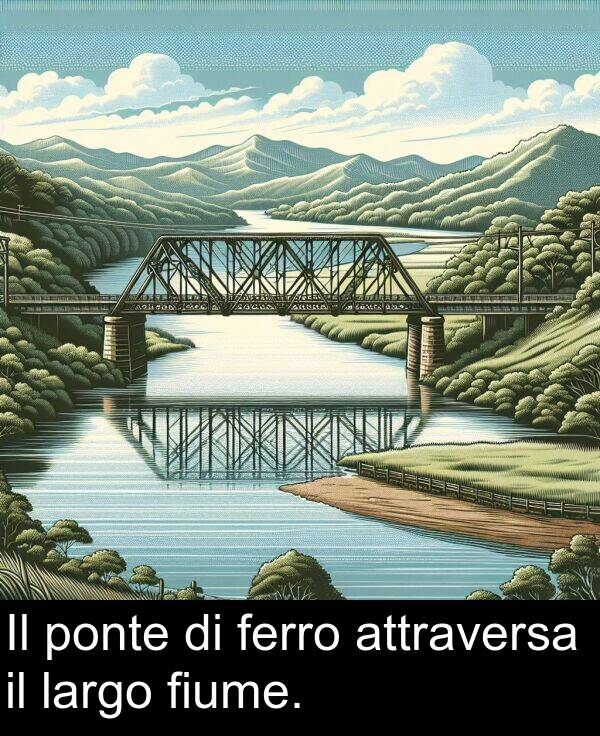 ferro: Il ponte di ferro attraversa il largo fiume.