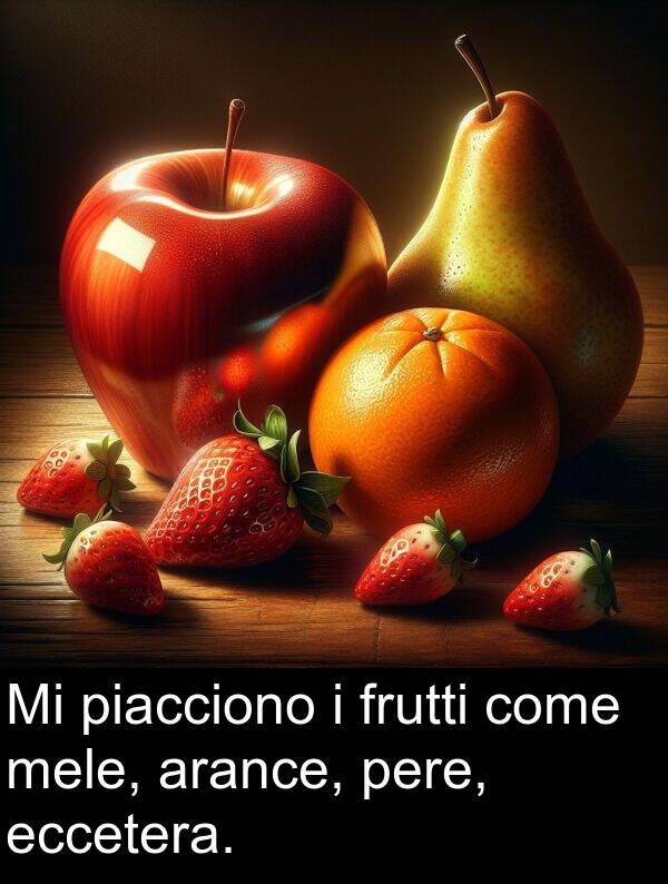 come: Mi piacciono i frutti come mele, arance, pere, eccetera.