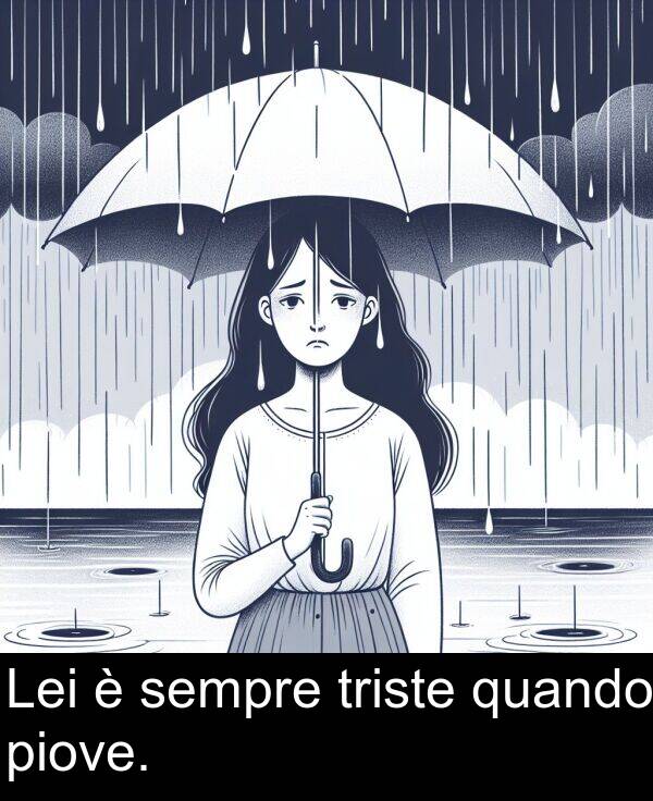 quando: Lei è sempre triste quando piove.