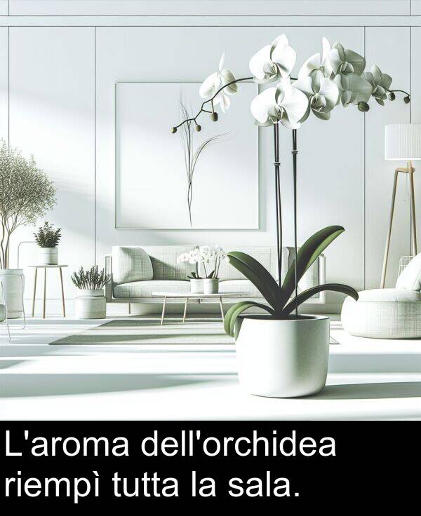 sala: L'aroma dell'orchidea riempì tutta la sala.