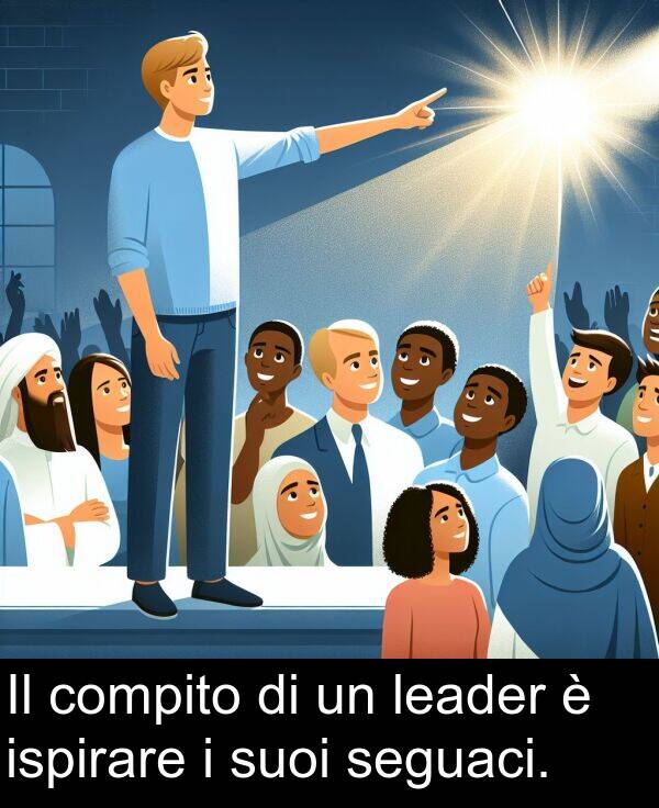 leader: Il compito di un leader è ispirare i suoi seguaci.