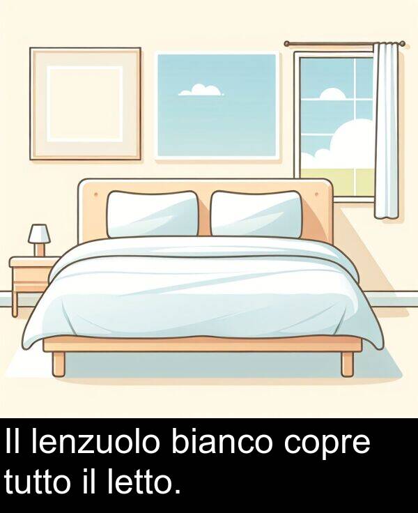 bianco: Il lenzuolo bianco copre tutto il letto.