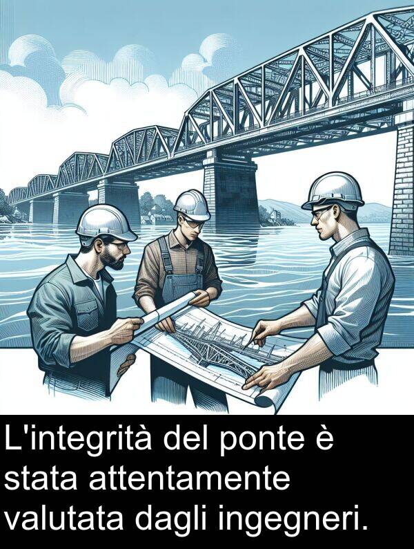 dagli: L'integrità del ponte è stata attentamente valutata dagli ingegneri.