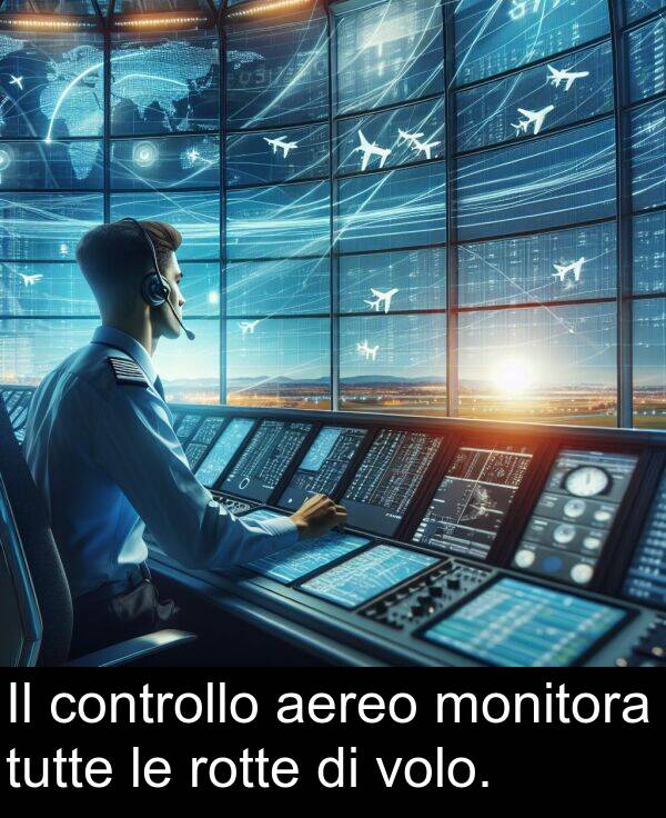 aereo: Il controllo aereo monitora tutte le rotte di volo.