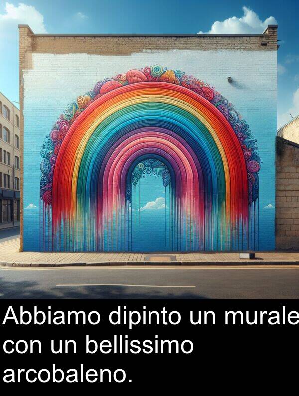 bellissimo: Abbiamo dipinto un murale con un bellissimo arcobaleno.